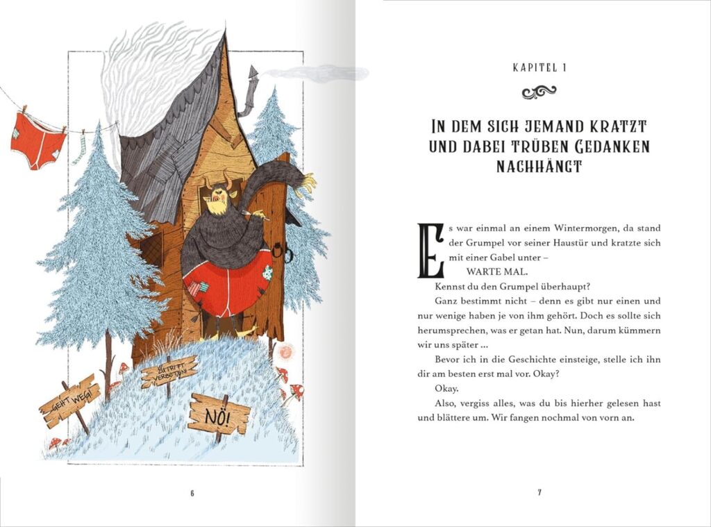 der furchtbar fiese Weihnachtsplan - Ein Adventskalenderbuch - Kapitel 1 mit Text und Darstellung des Grumpels
