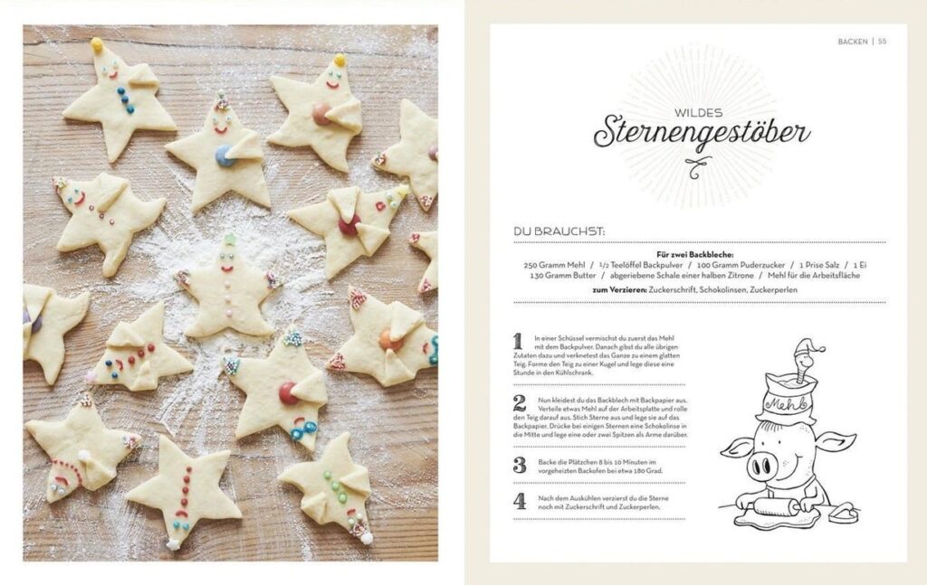 Weihnachts-Werkstatt - Rezept für Sternengestöber-Plätzchen mit abbildender Fotografie