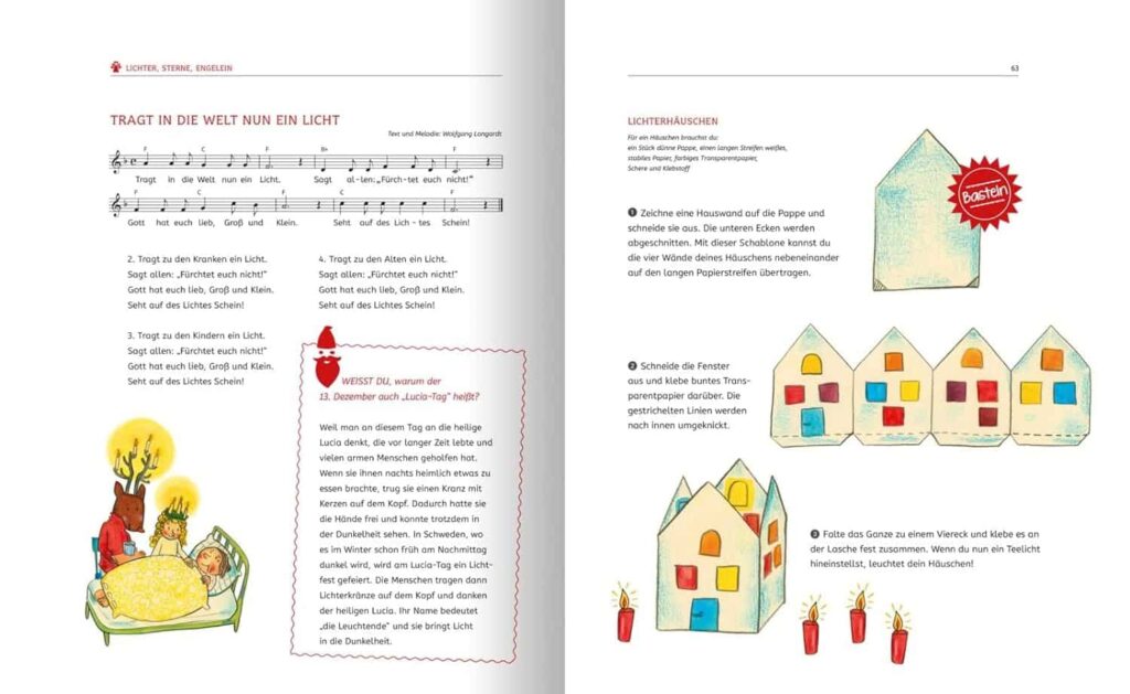 Wunderbare Weihnacht – Das große Buch zur Advents- und Weihnachtszeit: Liedtext, Information zum Lucia-Tag und Bastelanleitung für Lichterhäuser