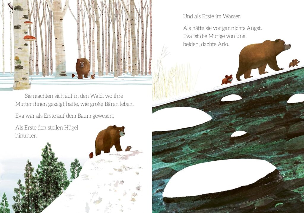 Ich bin mutig - Mutter Bär und ihre Kinder im Winterwald unterwegs