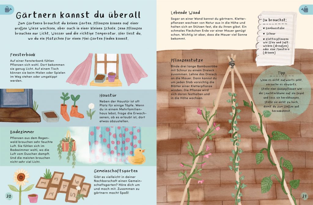 Bei mir blüht's! - Gärtnern kannst du überall - Fensterbank, Haustür, Badezimmer, Gemeinschaftsgarten, Lebende Wände und Pflanzstützen vor- und dargestellt