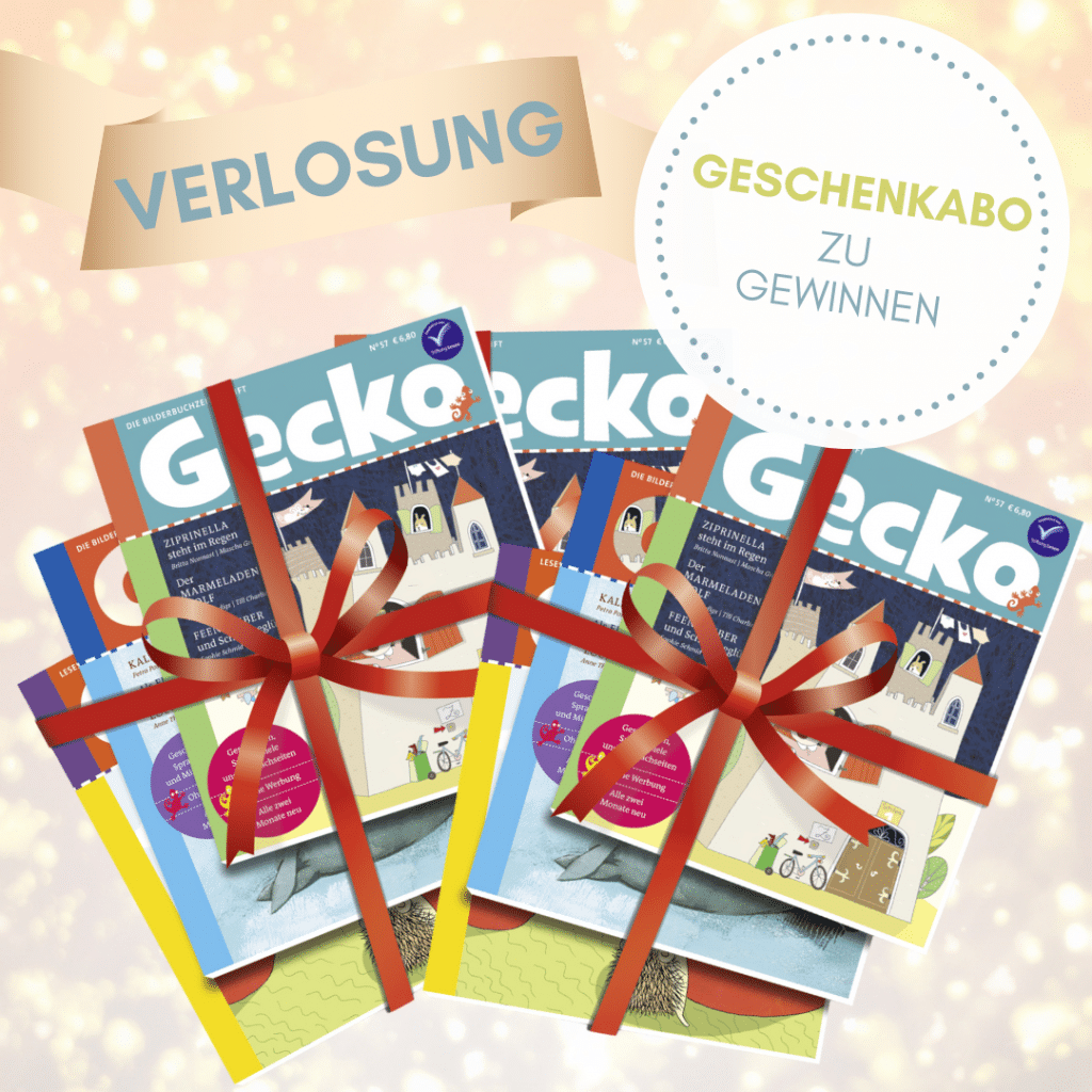 Dreifache Gecko - Die Bilderbuchzeitschrift - Mini-Abo - Abbildung mit Gewinnspiel-Vermerk