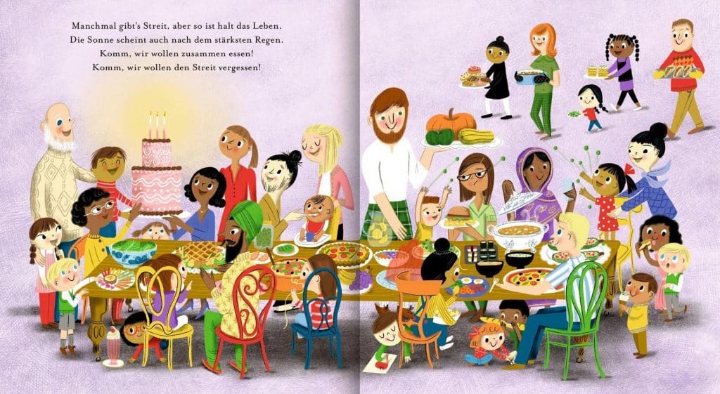 Menschen brauchen Menschen - Diverse Menschen versammeln sich am Tisch zum Essen