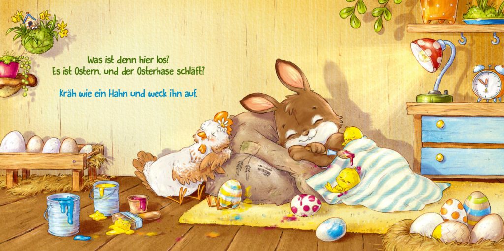 Hilde hilft dem Osterhasen - Der Osterhase schläft tief und fest mit Hilde und den Küken