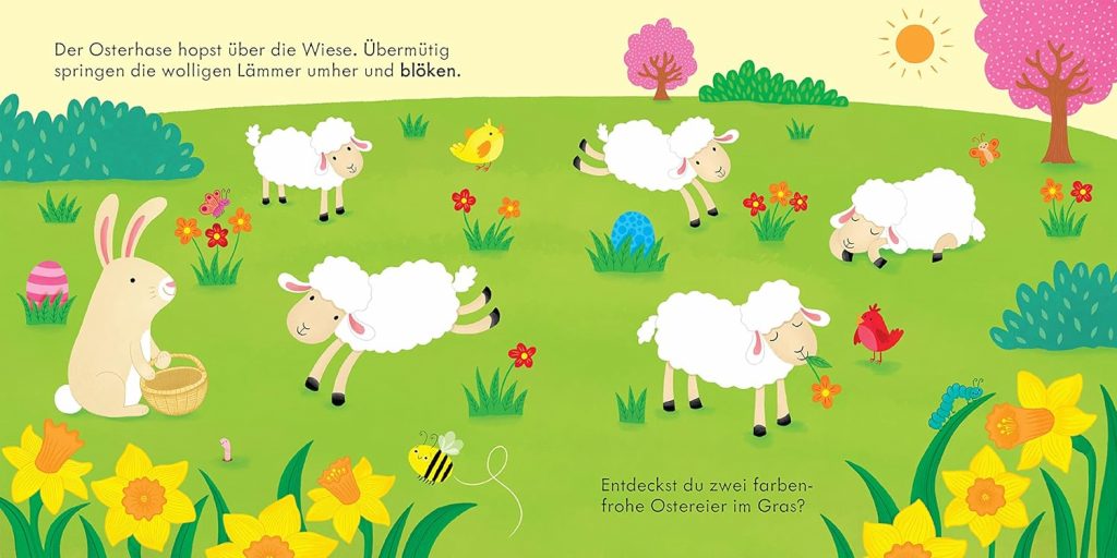 Hörst du das? - In der Osterzeit - Osterhase mit Korbe bei der Schafwiese