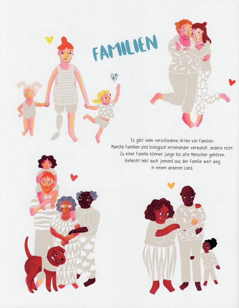 Was glitzert denn da? - Familien-Gedanke mit vier diversen Familienabbildungen