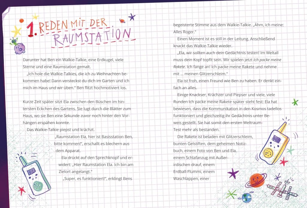 Als Ela das All eroberte - Reden mit der Raumstation - Text mit kleinen Zeichnungen