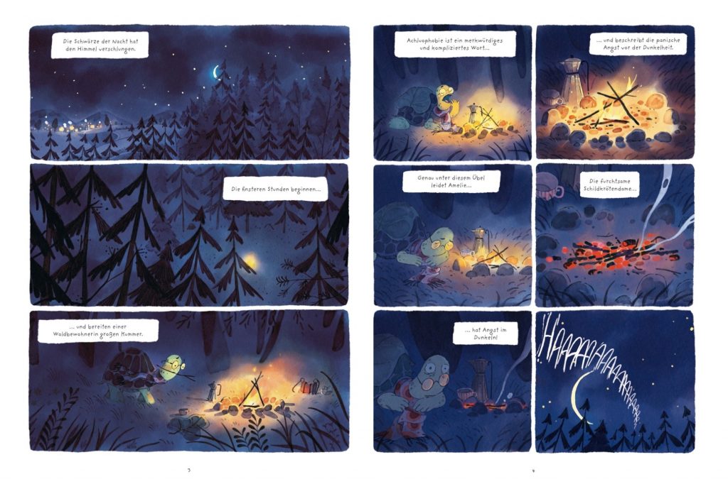 Amelie und Mirko - Amelie hat Angst vor der Dunkelheit in Panels dargestellt