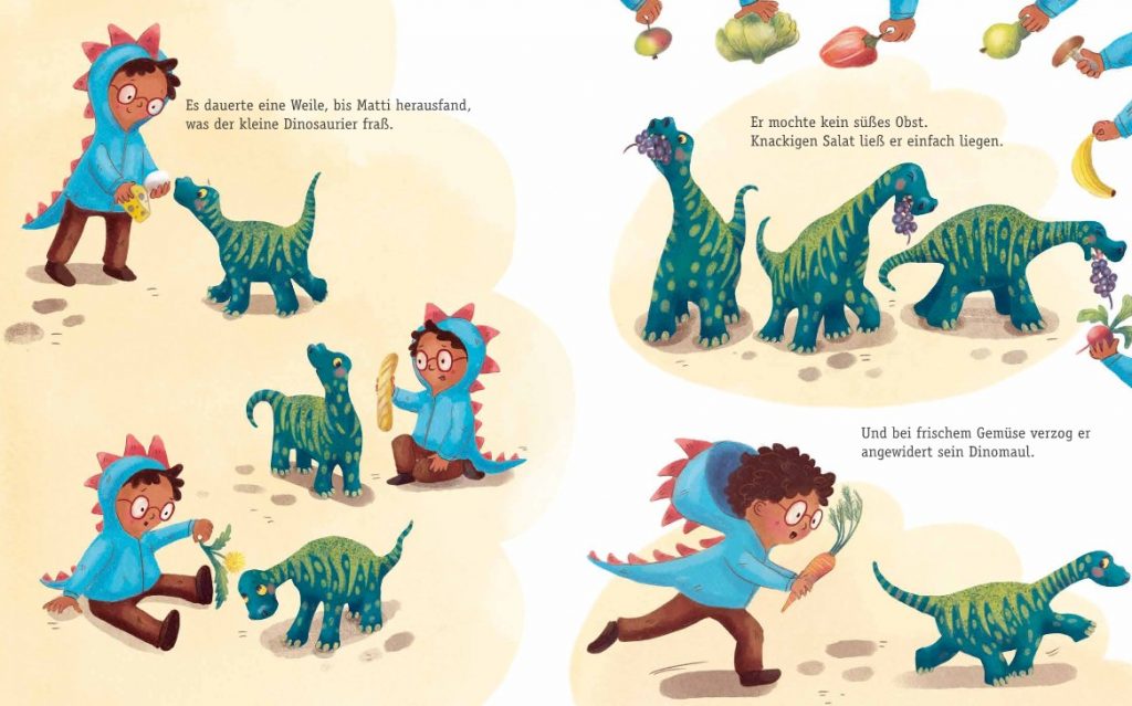 Der Recyclosaurus - Matti will den Dino mit Brot, Obst, Gemüse und Pflanzen zu füttern
