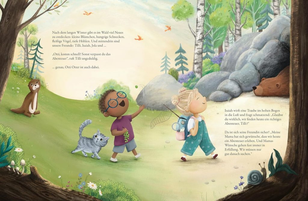 Mein Knopf, ein Universum - Tilli, Isaiah, Otti Otter und Katze im Wald