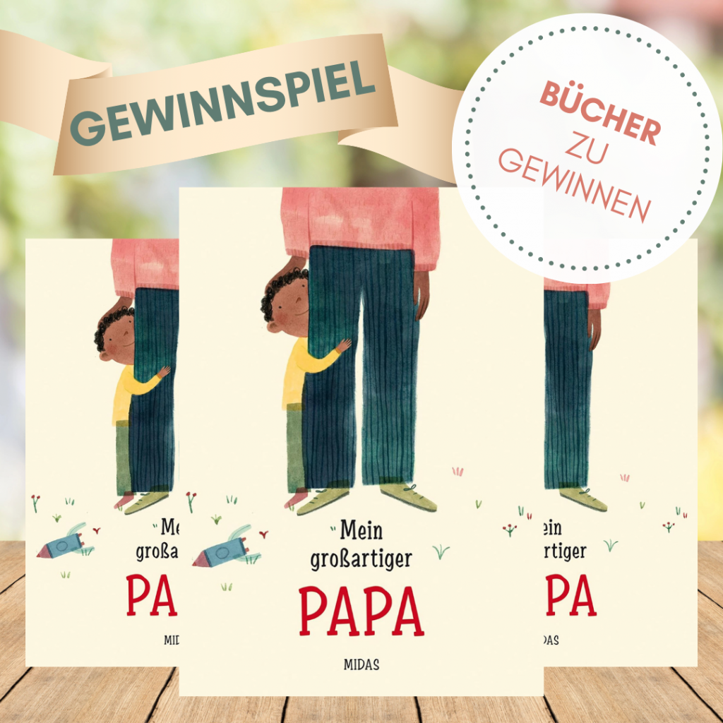 Dreifach das Buch "Mein großartiger Papa" mit Gewinnspiel-Vermerk