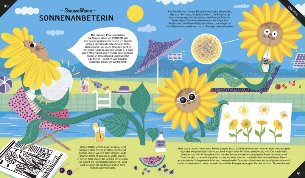 Geniale Power-Pflanzen - Sonnenblume - Sonnenanbeterin beschrieben und gemalt
