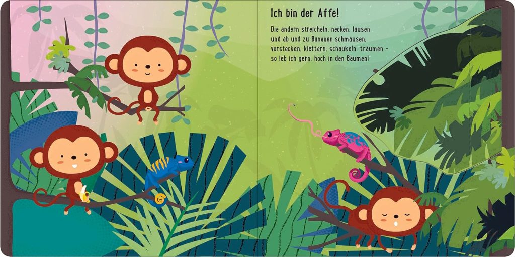 Zusammen sind wir bunt - 3 Affen mit kurzen Aussagen im Dschungel