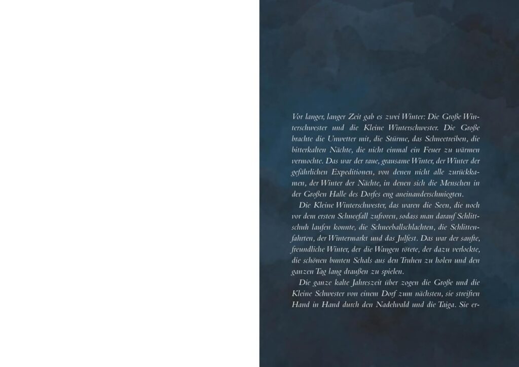 Die Winterschwestern - Die Legende der Winterschwestern: Abgebildet ist eine Seite mit Text.