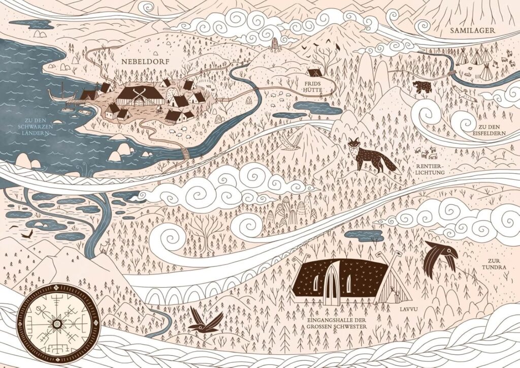 Die Winterschwestern - Landkarte rund um Nebeldorf: Abgebildet ist eine Landkarte.