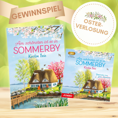 Am schönsten ist es in Sommerby - Buch- und Hörbuchcover mit Osterverlosung und Gewinnspiel - Vermerk