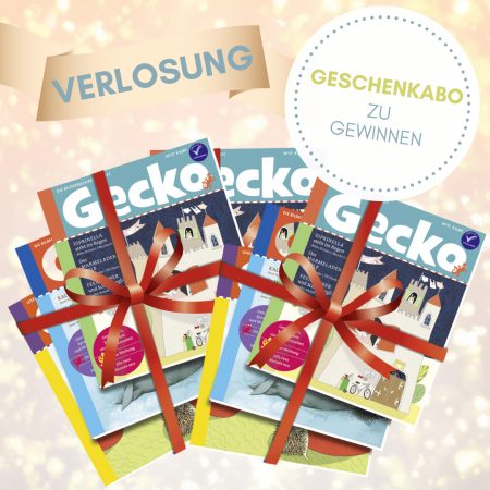 Dreifache Gecko - Die Bilderbuchzeitschrift - Mini-Abo - Abbildung mit Gewinnspiel-Vermerk